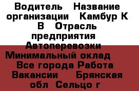 Водитель › Название организации ­ Камбур К.В › Отрасль предприятия ­ Автоперевозки › Минимальный оклад ­ 1 - Все города Работа » Вакансии   . Брянская обл.,Сельцо г.